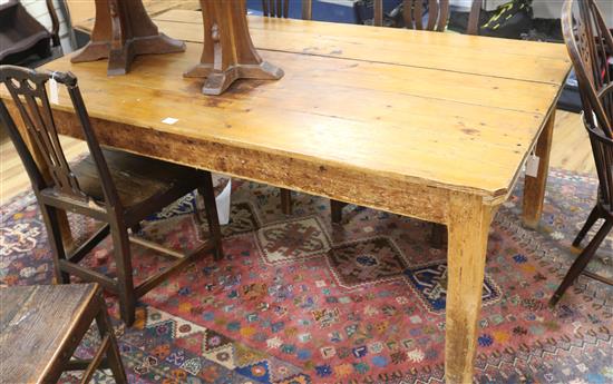 A pine kitchen table W.183cm